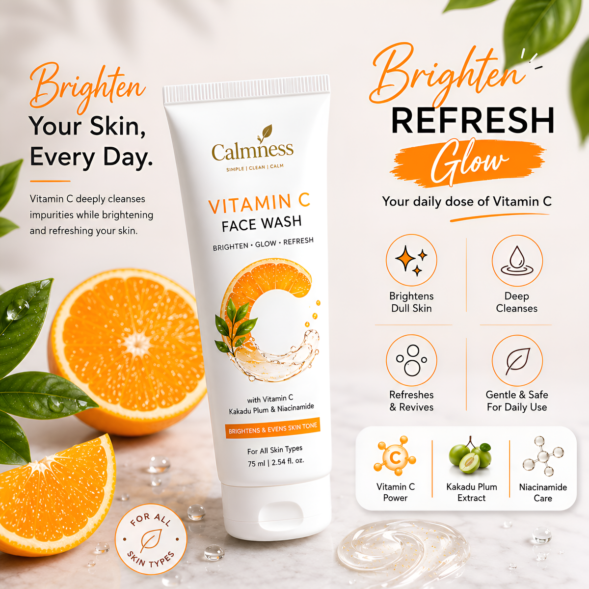 Calmness Vitamin C Face Wash 75ml